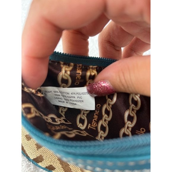 Tignanello Womens Wristlet Beige Brown Signature Logo Zipper Lined Micro - Picture 4 of 8